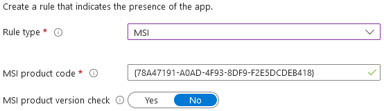 screenshot of MSI detection rule